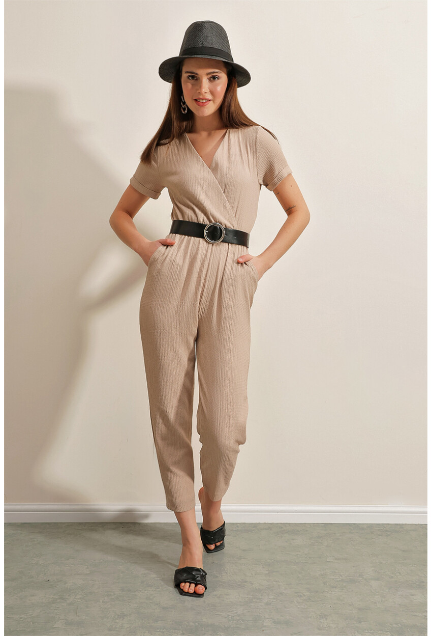 7022 Belted Knit Jumpsuit