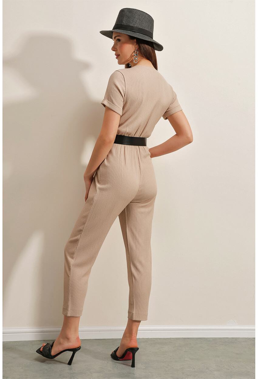 7022 Belted Knit Jumpsuit