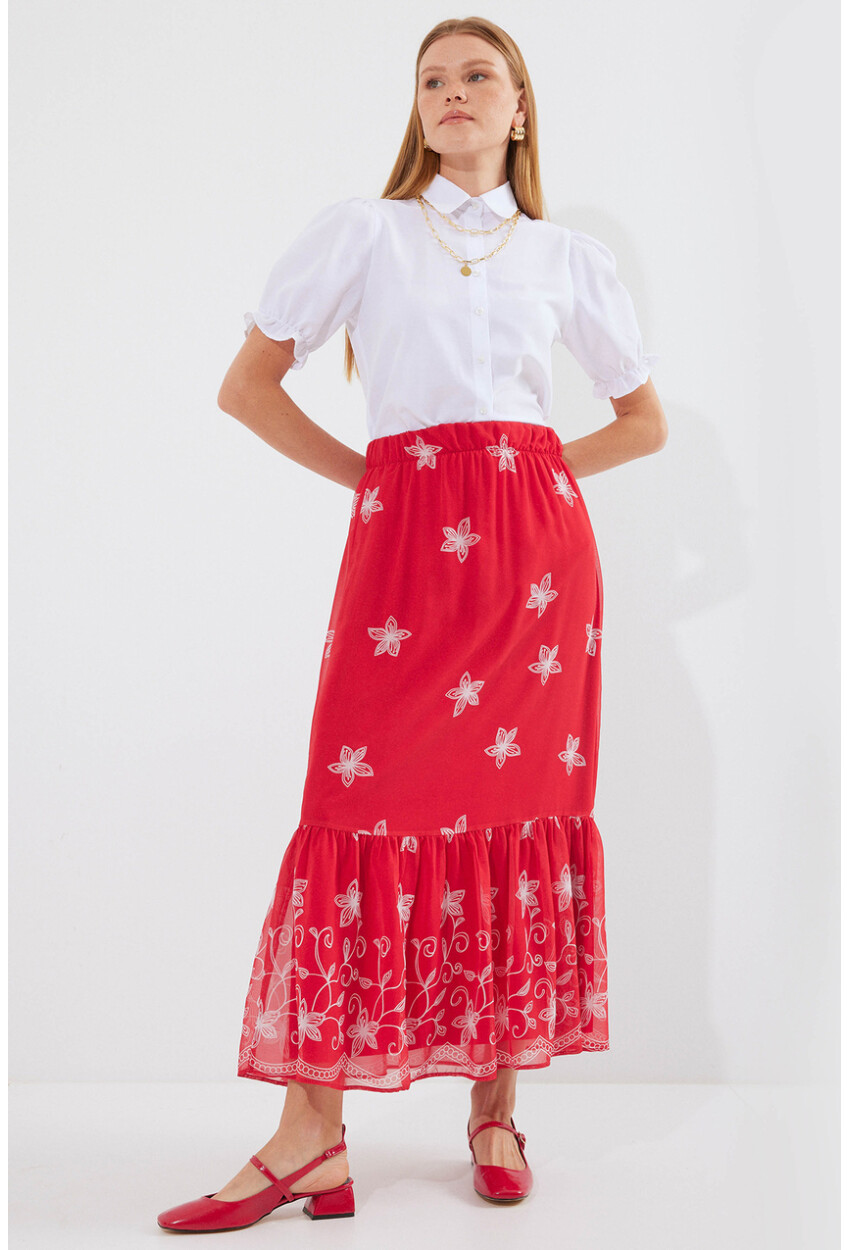 8010 Patterned Chiffon Skirt