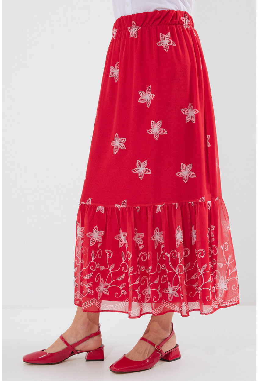 8010 Patterned Chiffon Skirt