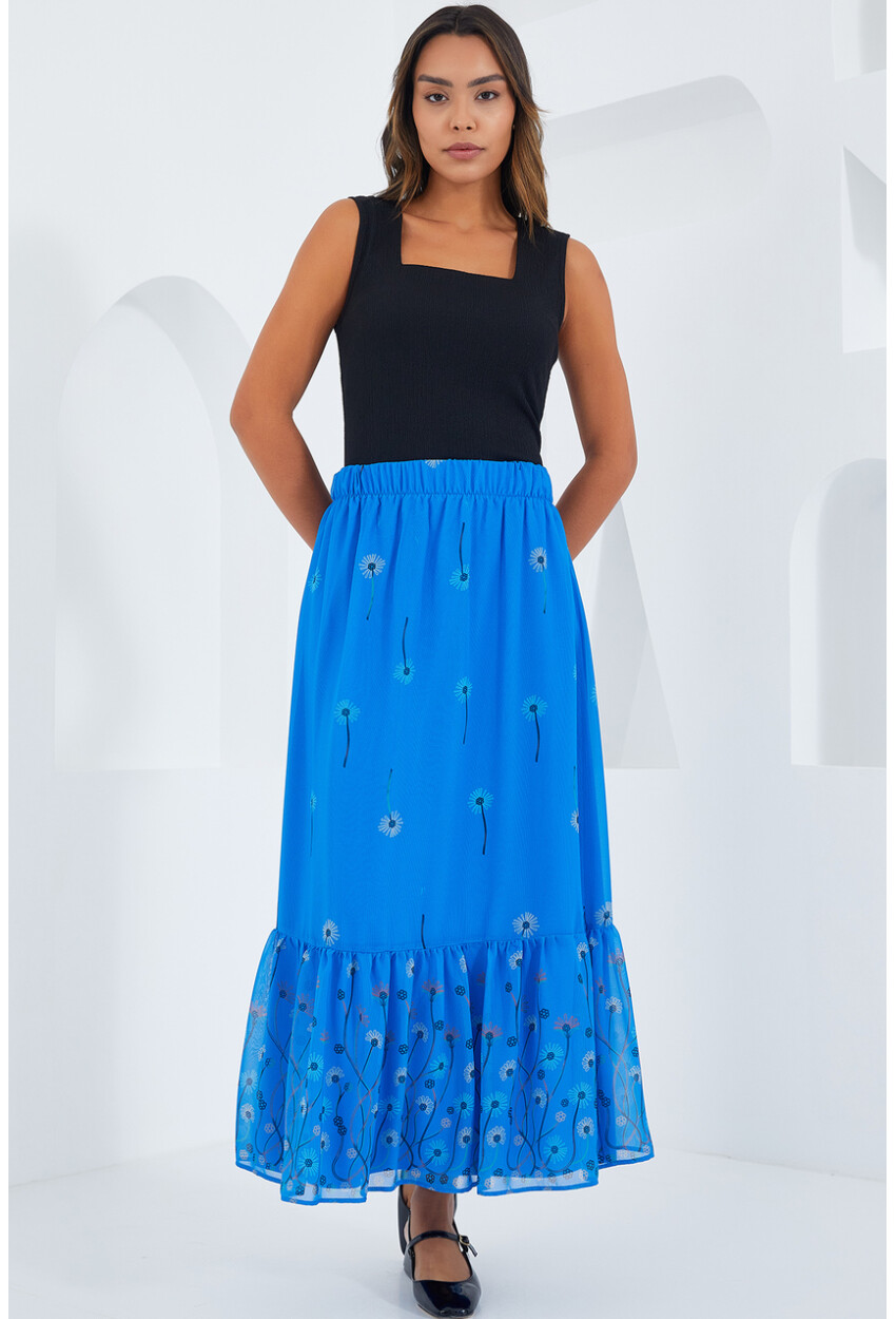 8010 Patterned Chiffon Skirt