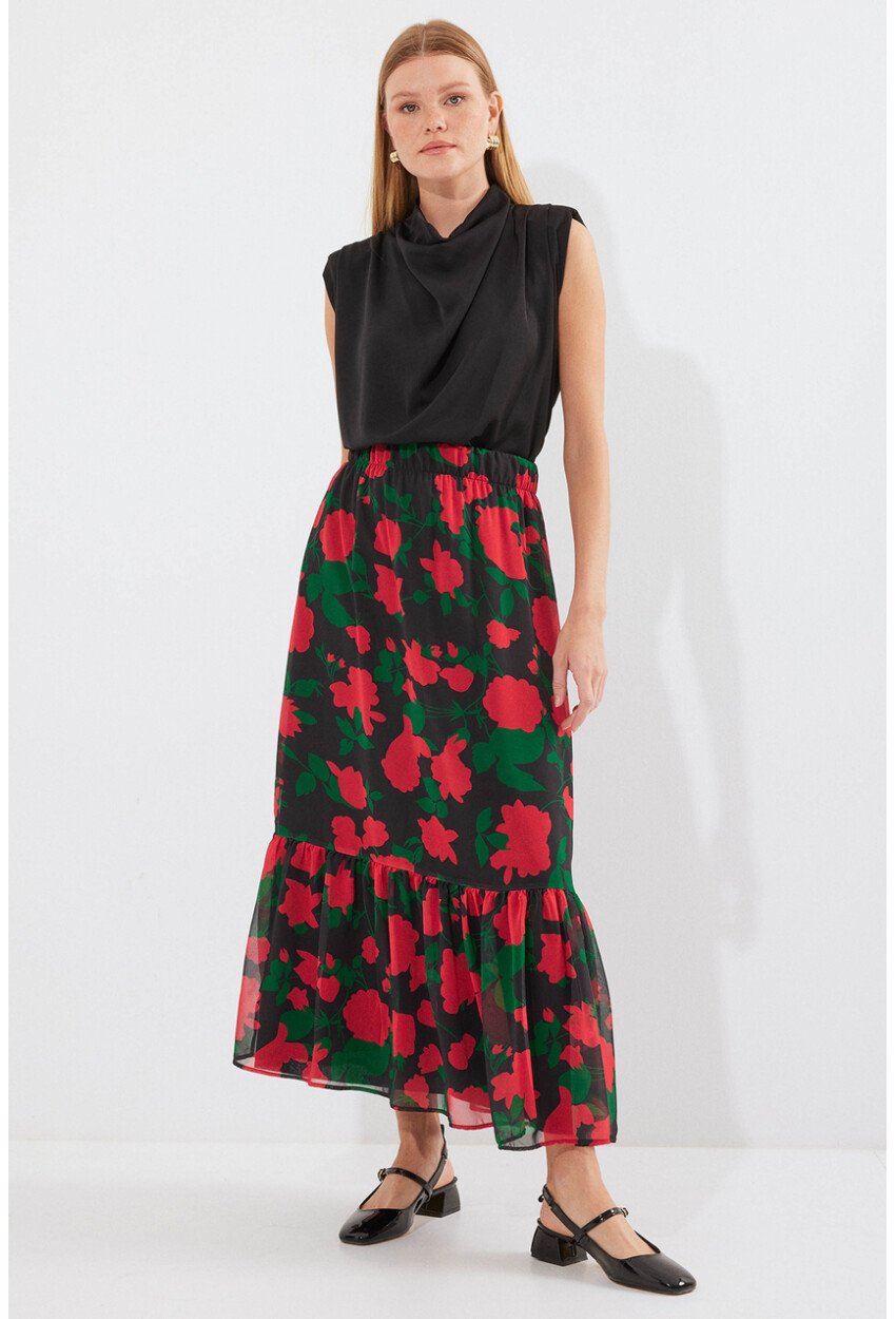 8010 Patterned Chiffon Skirt