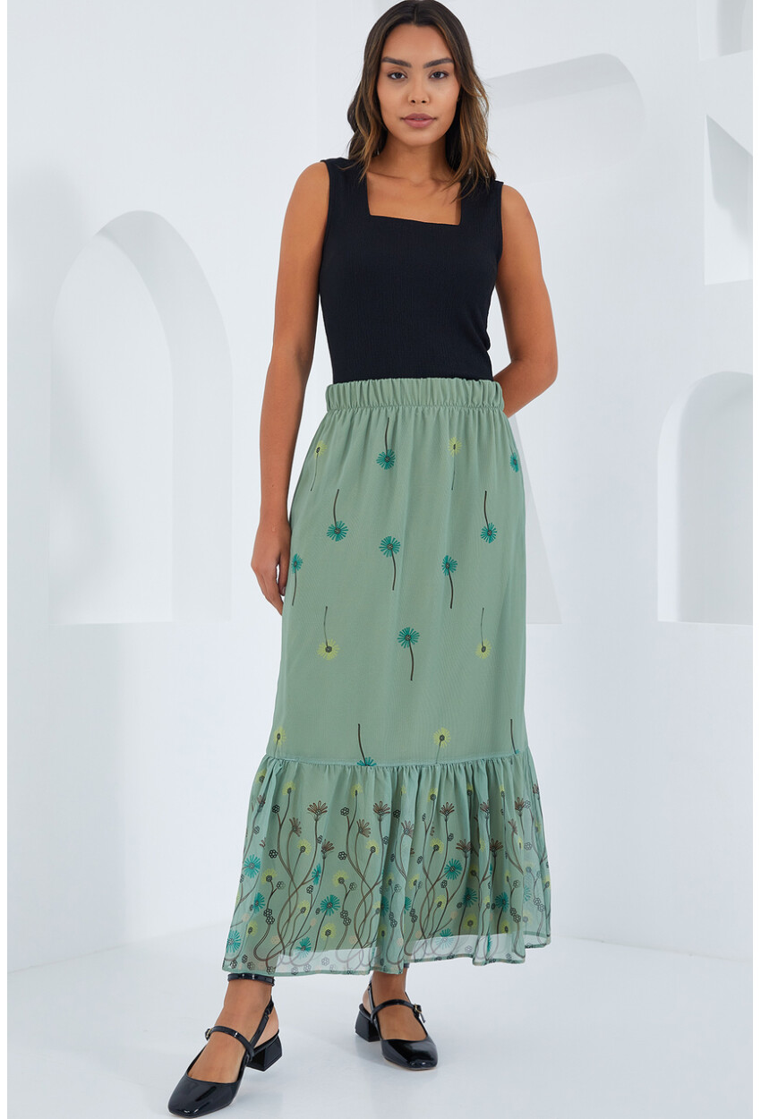 8010 Patterned Chiffon Skirt