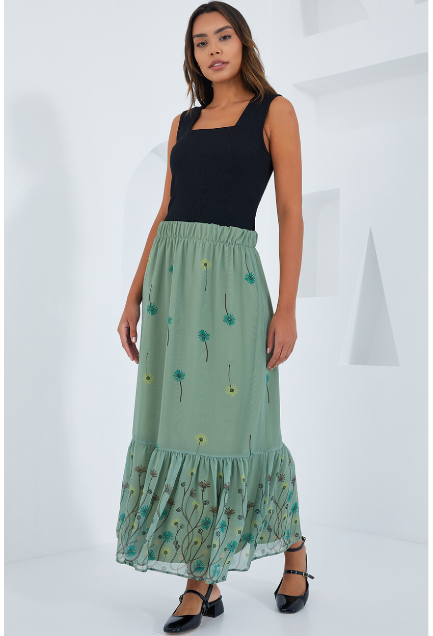 8010 Patterned Chiffon Skirt