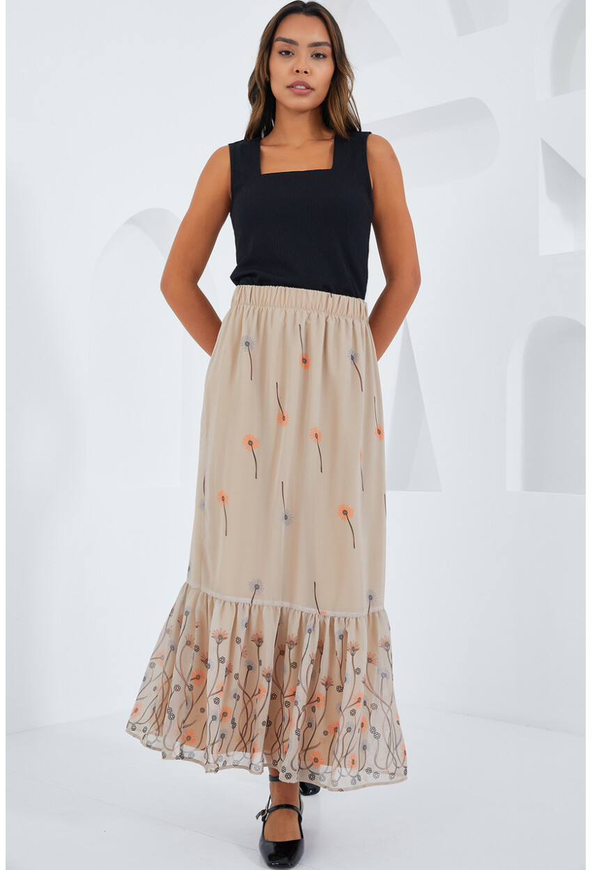 8010 Patterned Chiffon Skirt