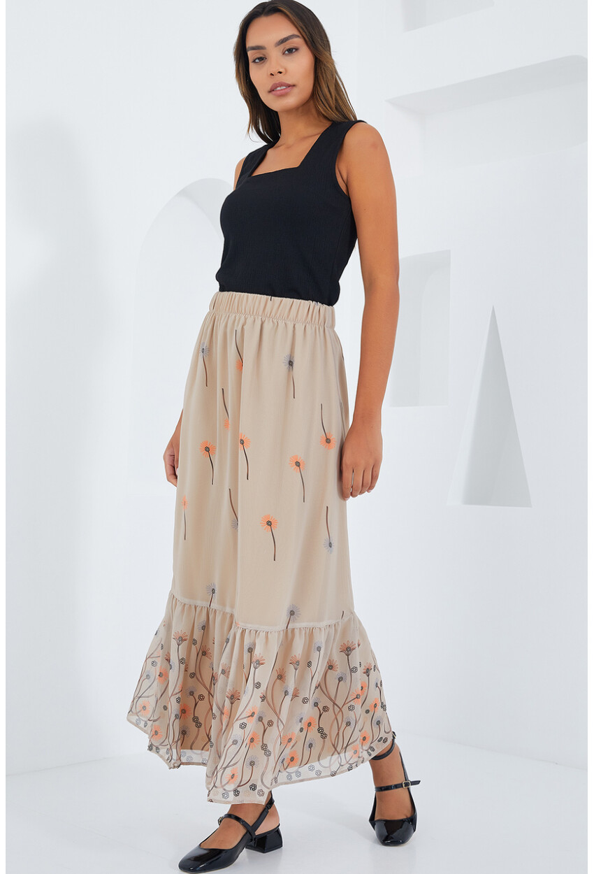 8010 Patterned Chiffon Skirt