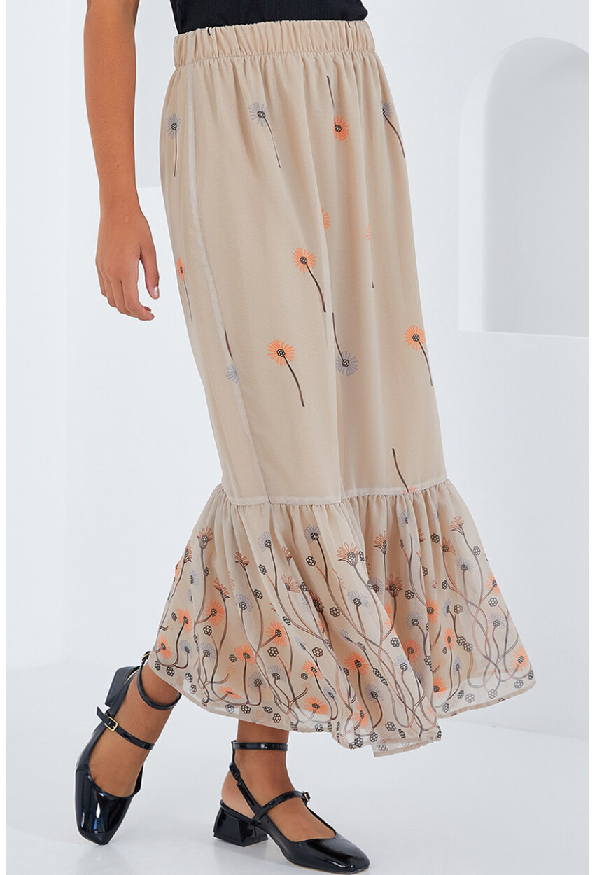 8010 Patterned Chiffon Skirt