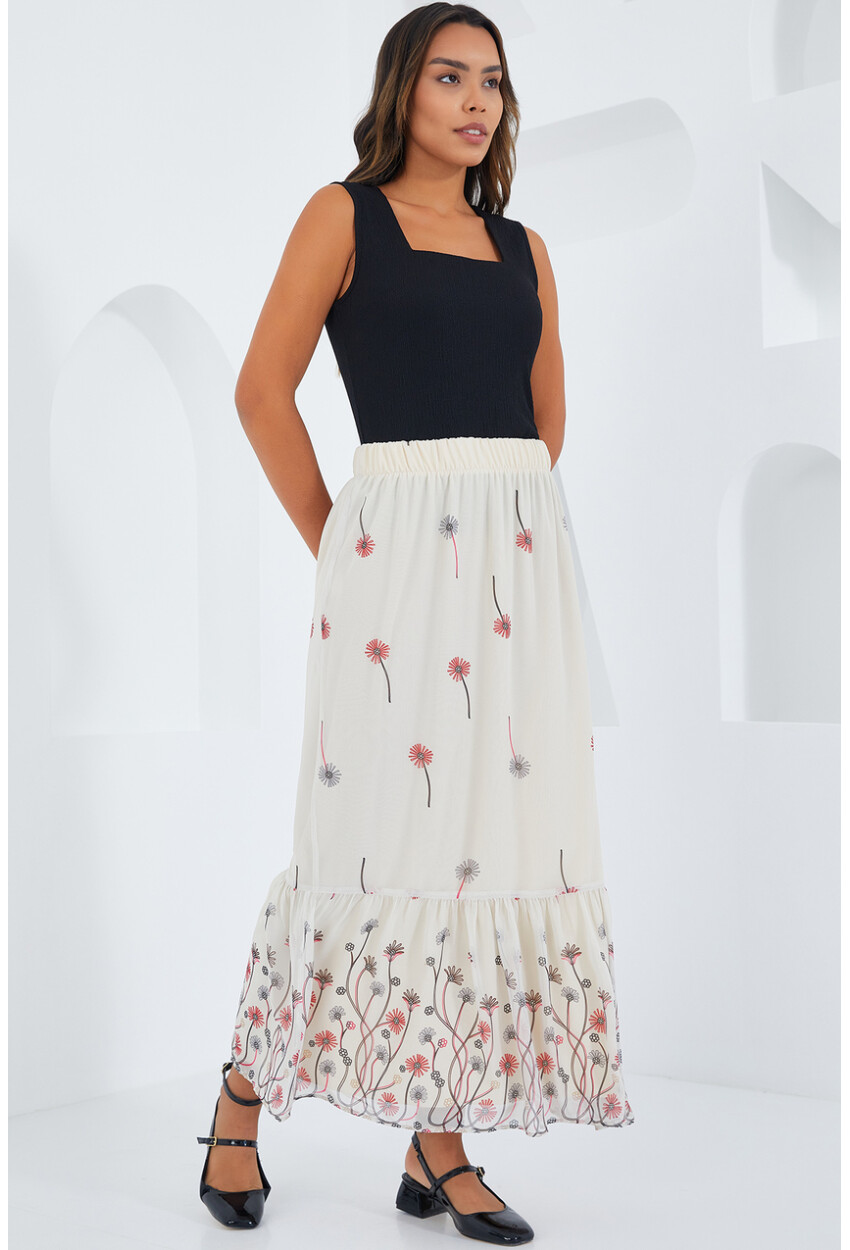 8010 Patterned Chiffon Skirt