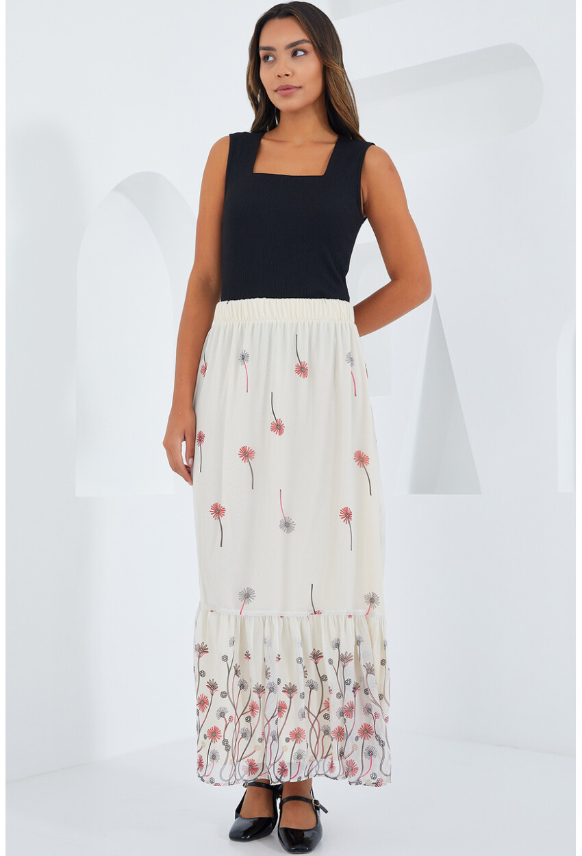 8010 Patterned Chiffon Skirt