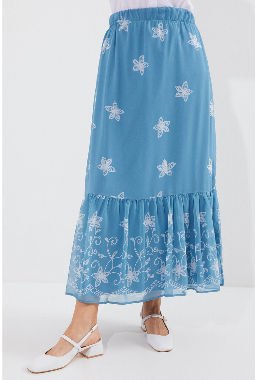 8010 Patterned Chiffon Skirt