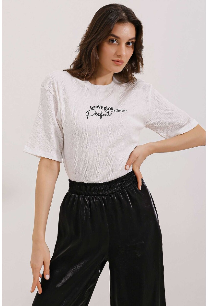 0472 Printed Oversized Knit T-Shirt