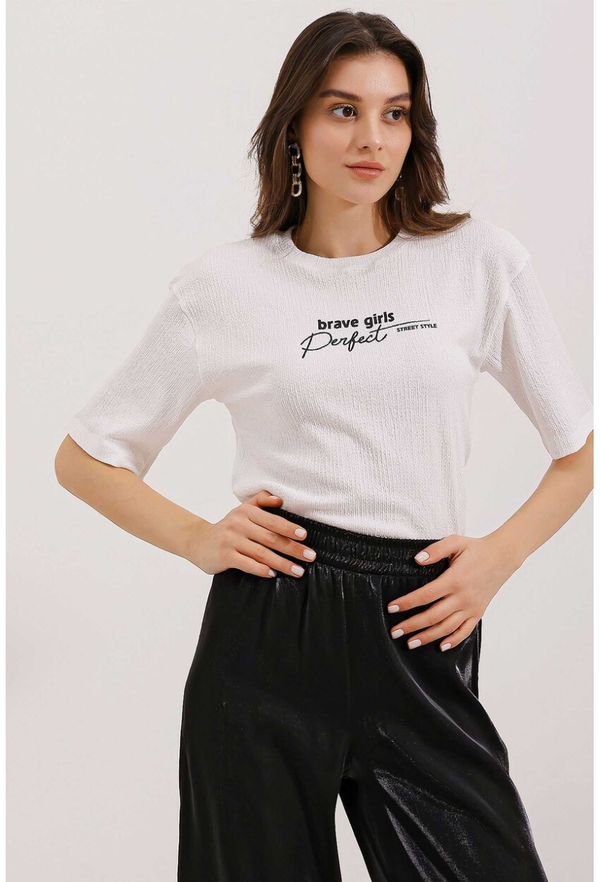 0472 Printed Oversized Knit T-Shirt