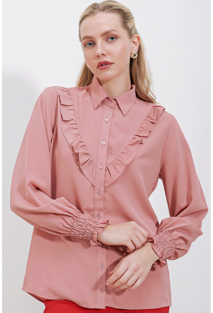 20223 Long Sleeve Shirt With Ruffles