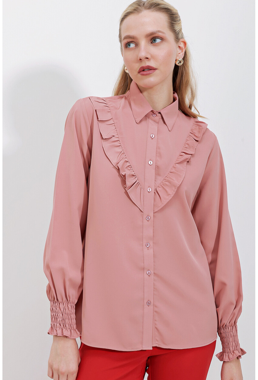 20223 Long Sleeve Shirt With Ruffles