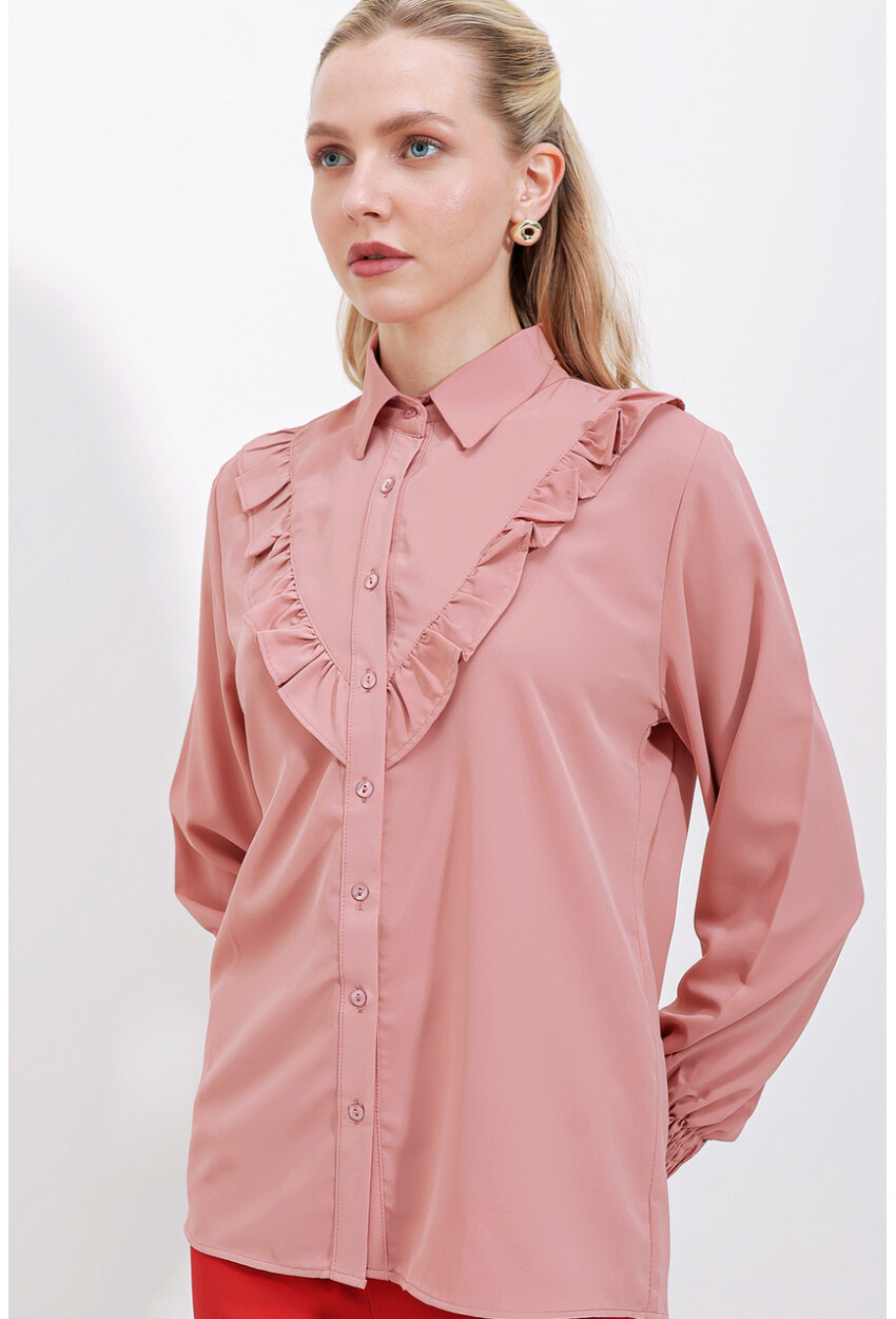 20223 Long Sleeve Shirt With Ruffles