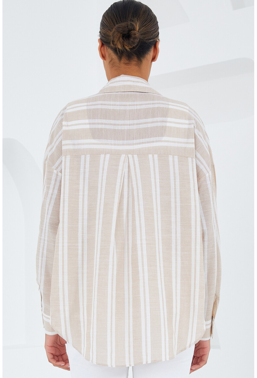 20251 Womens Striped Oversized Shirt