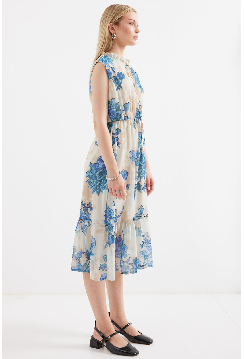 2503 Patterned Sleeveless Chiffon Dress