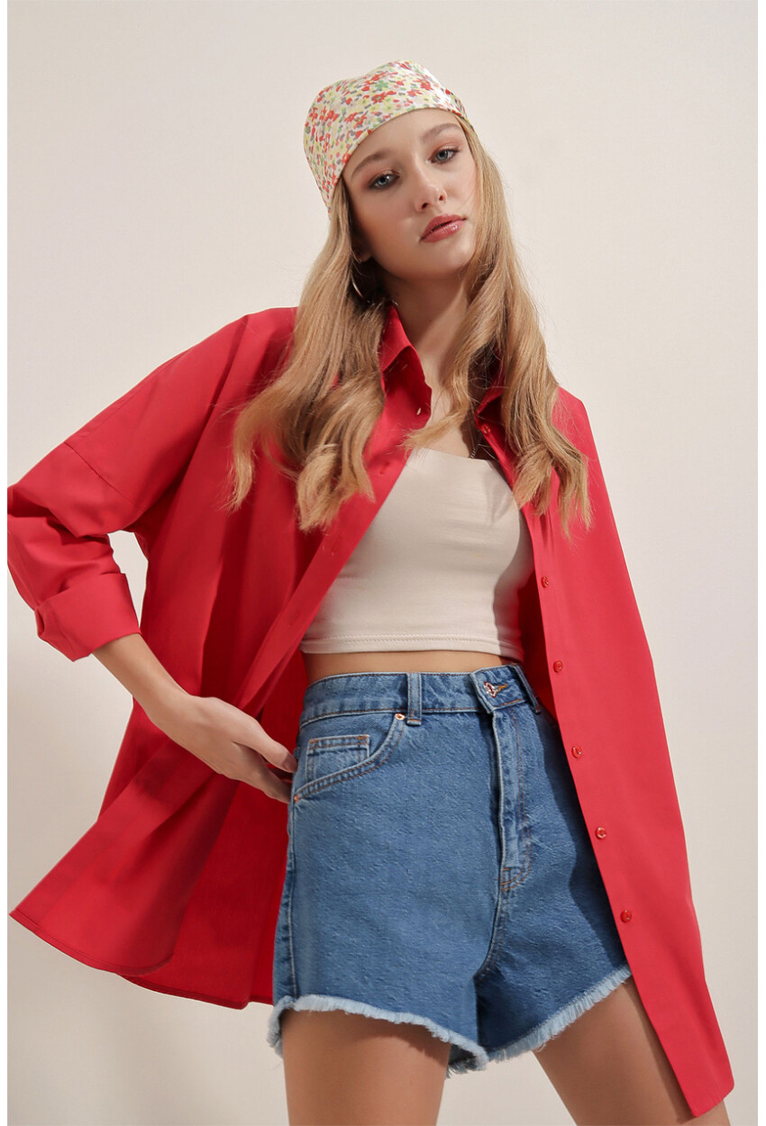 3900 Oversized Long Basic Shirt