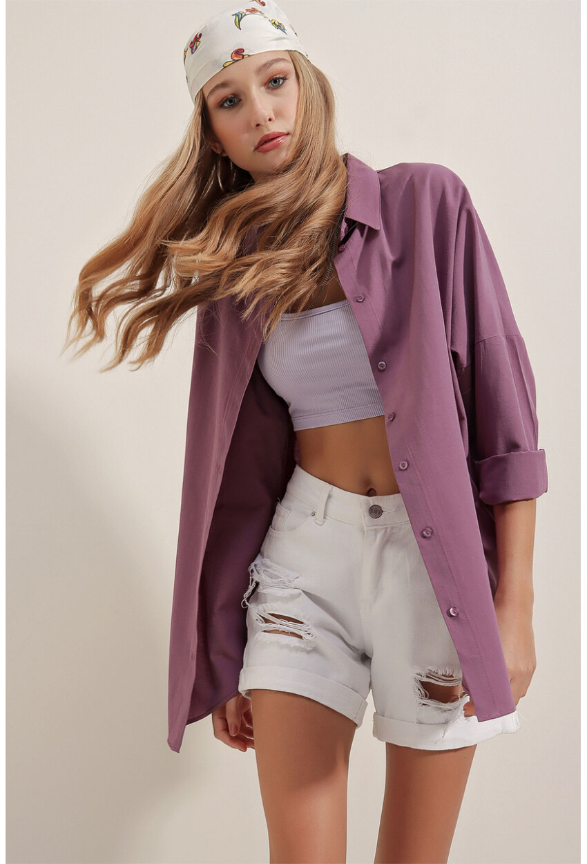 3900 Oversized Long Basic Shirt