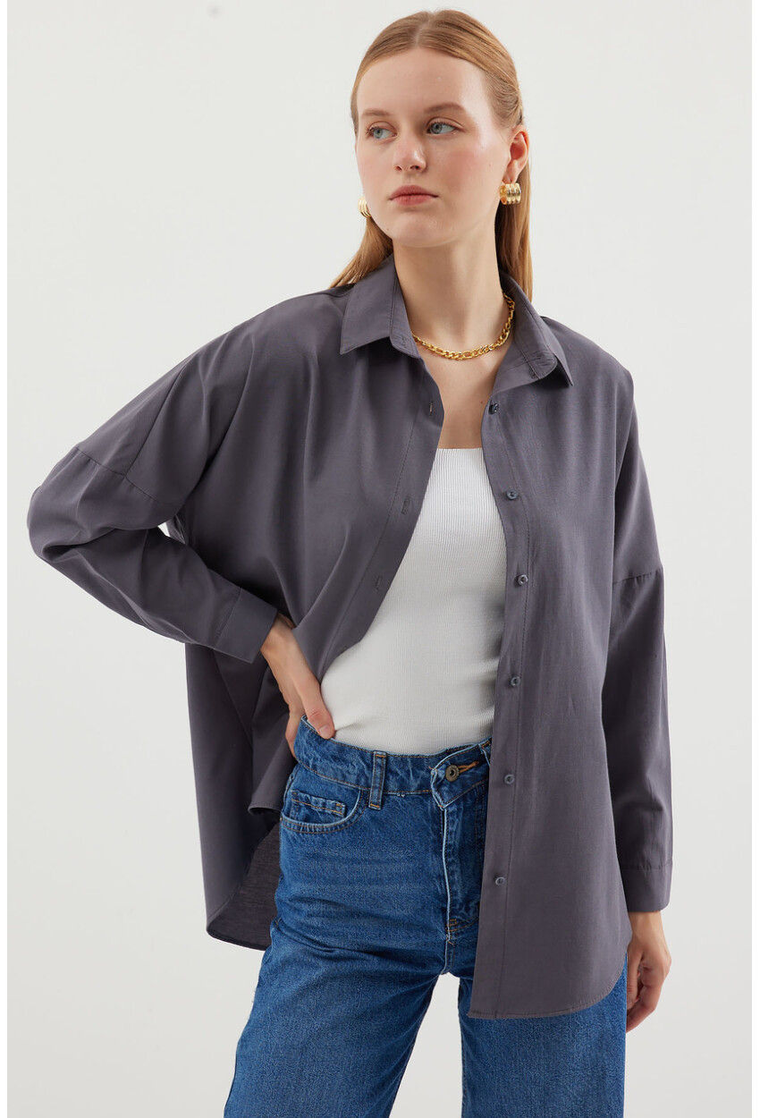 3900 Oversized Long Basic Shirt