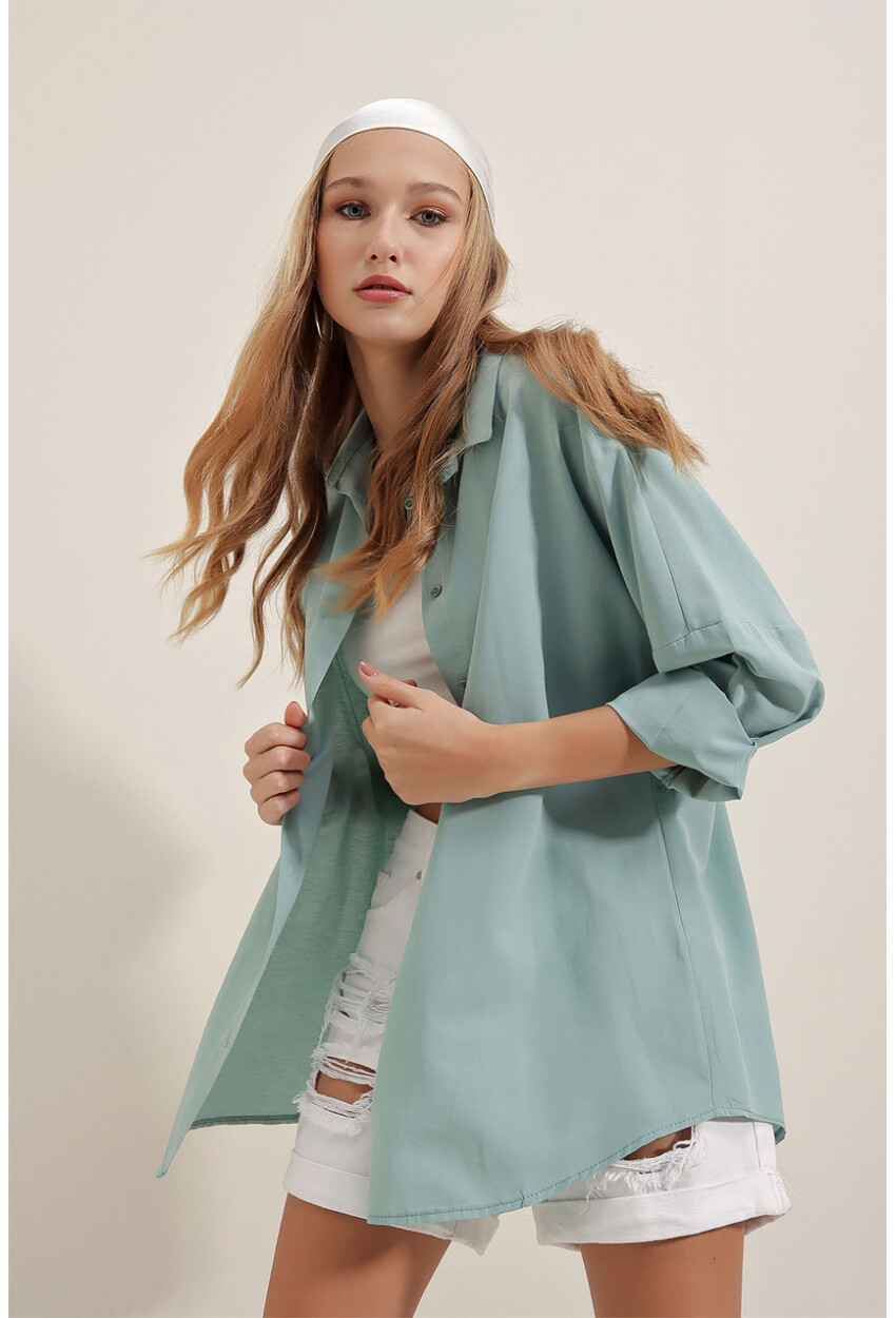 3900 Oversized Long Basic Shirt