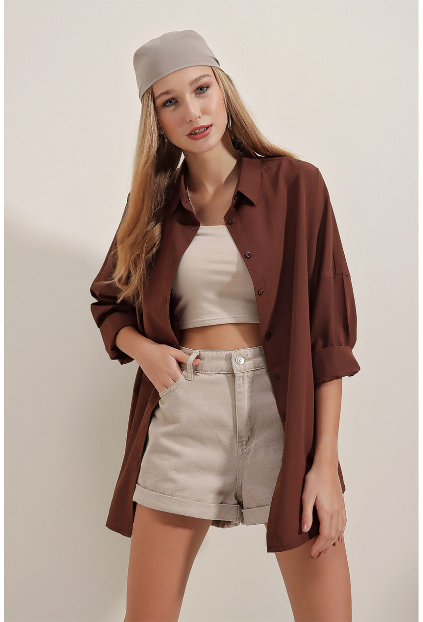 3900 Oversized Long Basic Shirt