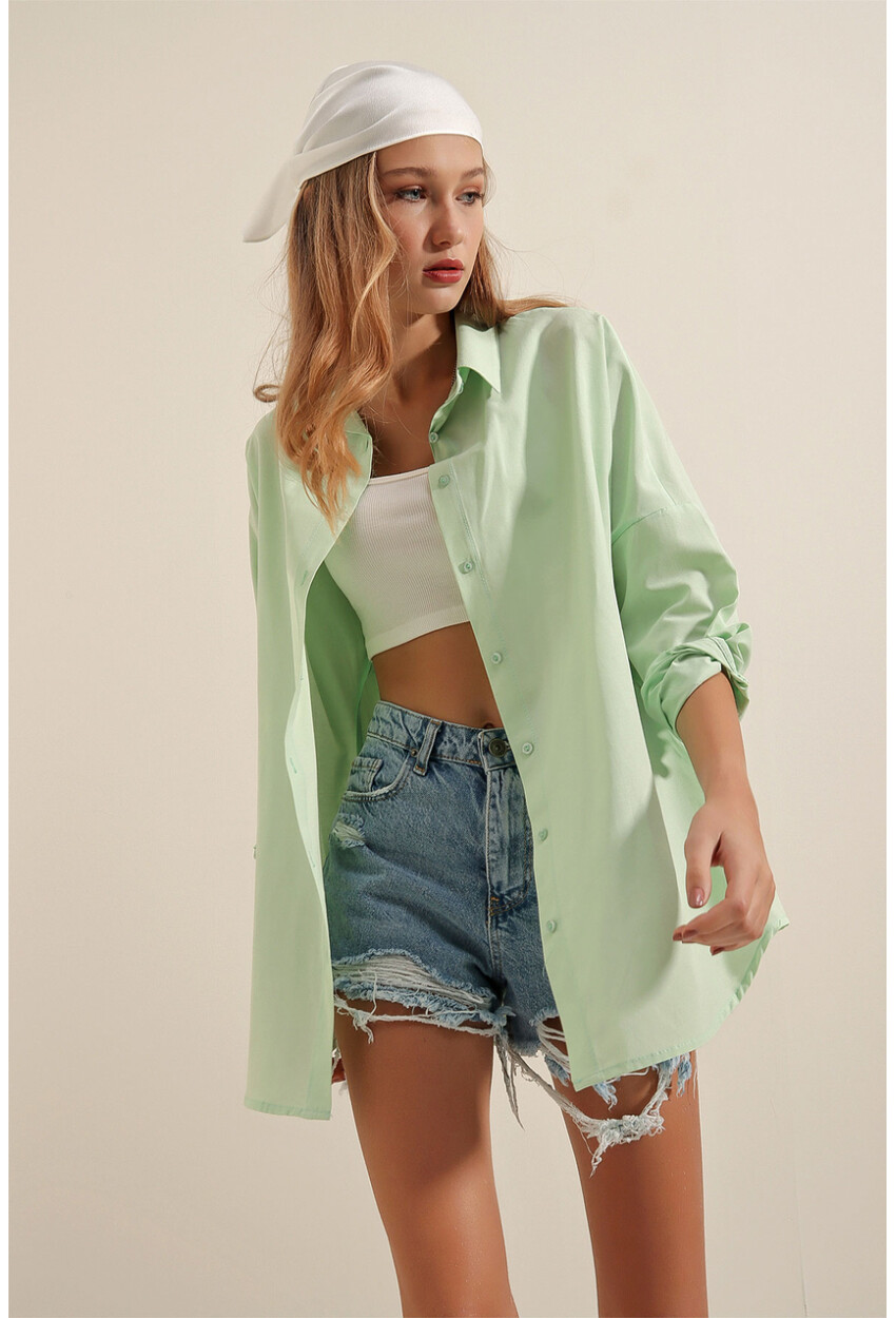 3900 Oversized Long Basic Shirt