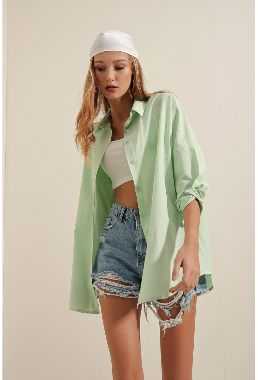 3900 Oversized Long Basic Shirt