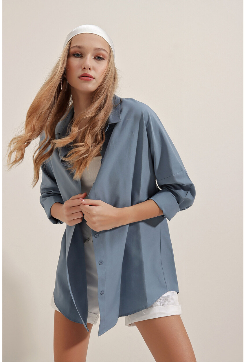 3900 Oversized Long Basic Shirt