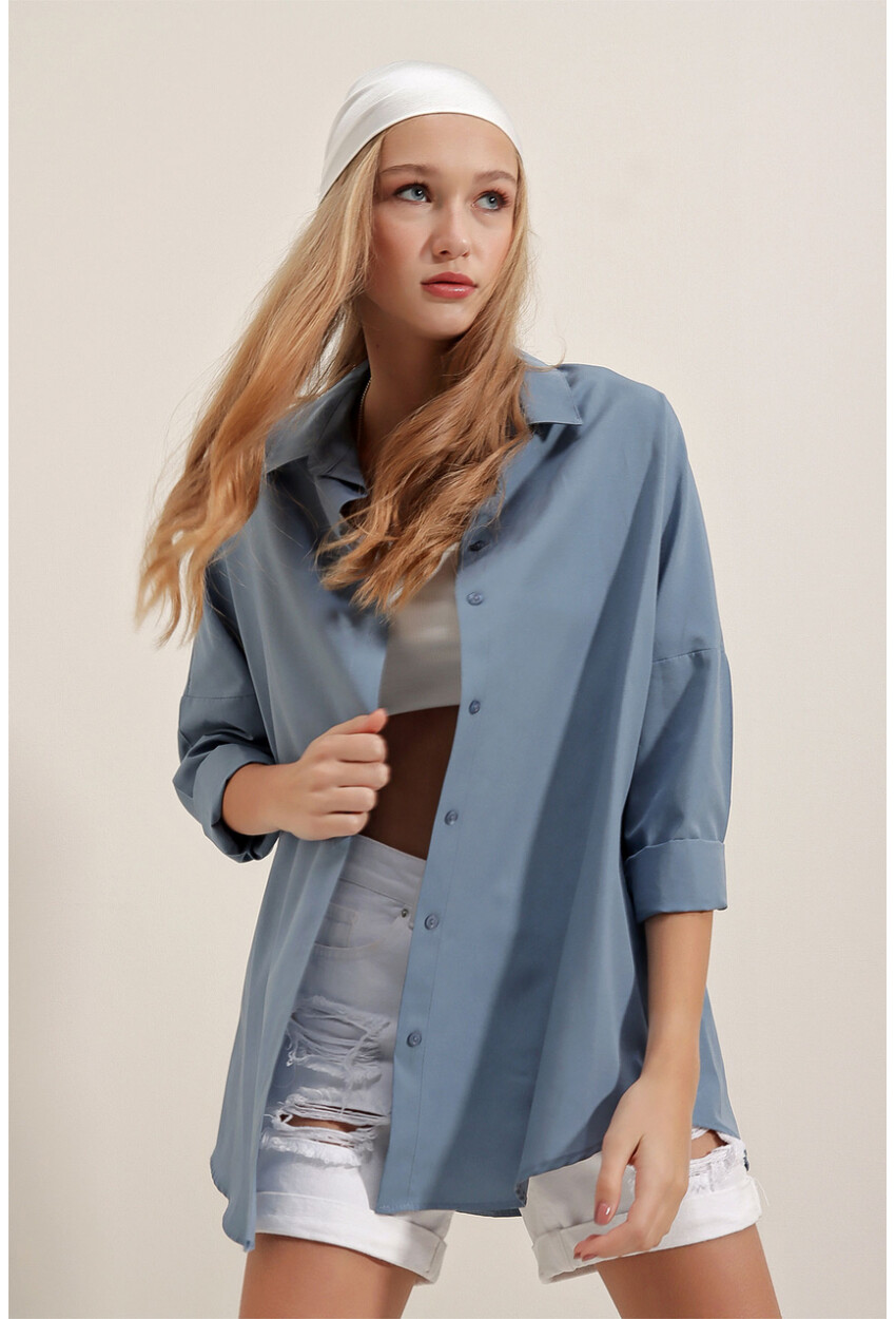 3900 Oversized Long Basic Shirt