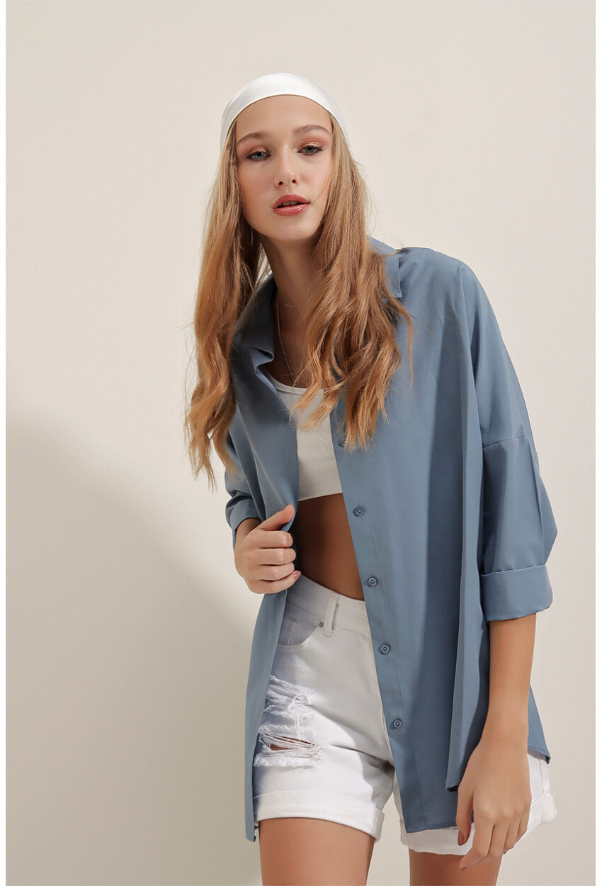 3900 Oversized Long Basic Shirt