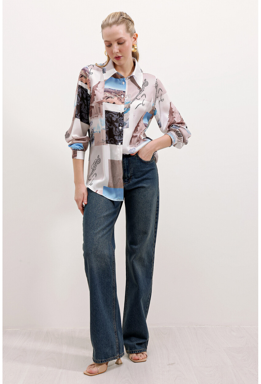 3964 Light Draped Satin Shirt