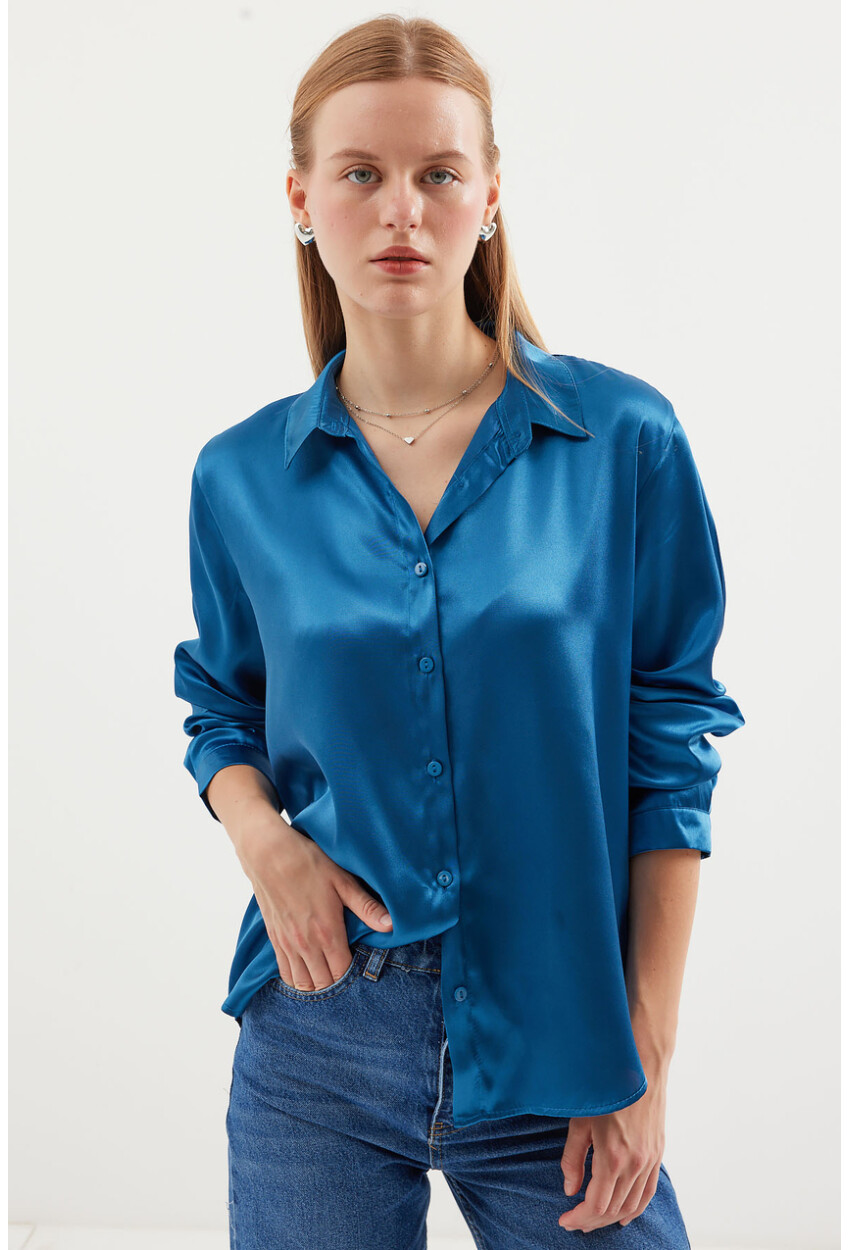 3964 Light Draped Satin Shirt