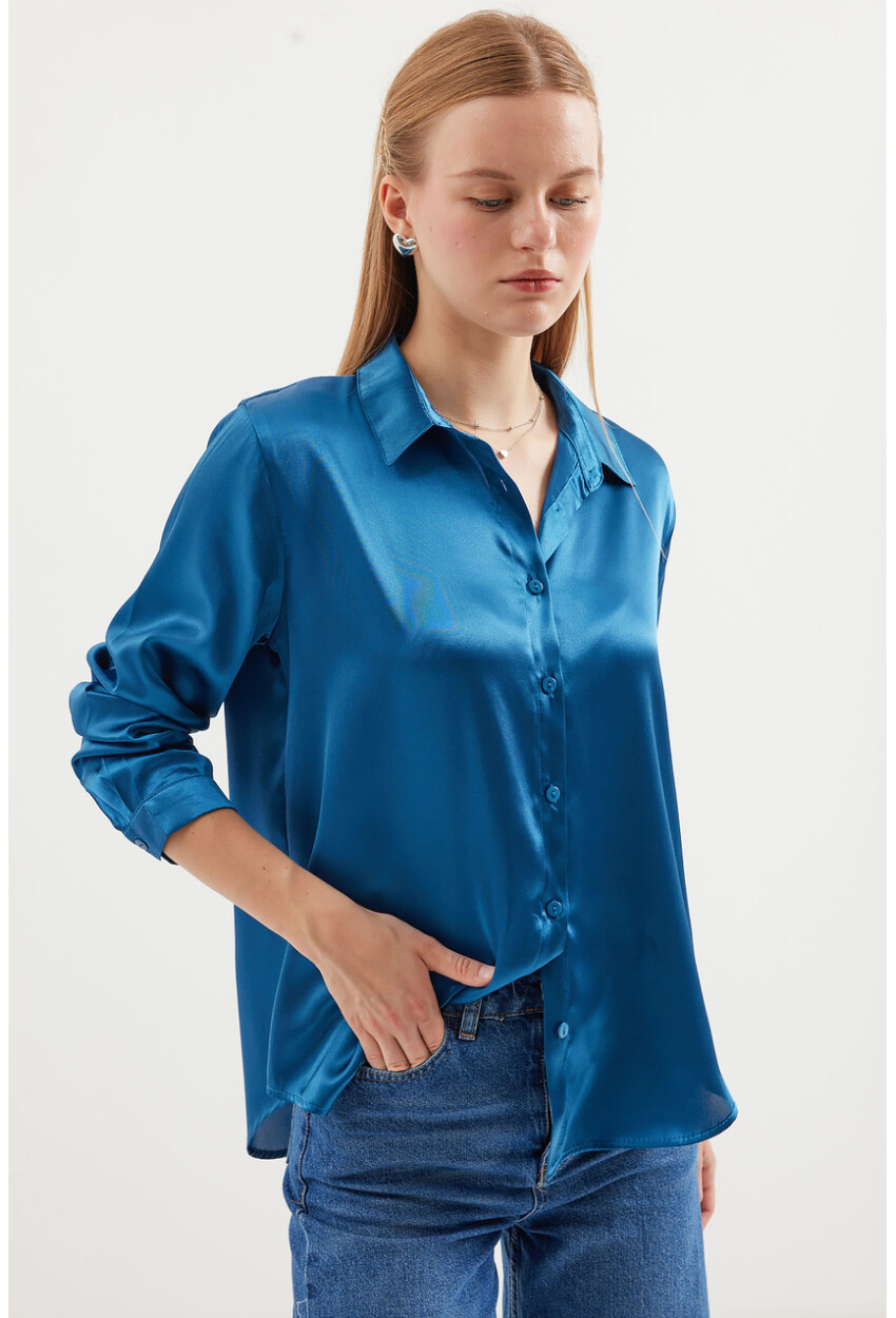 3964 Light Draped Satin Shirt