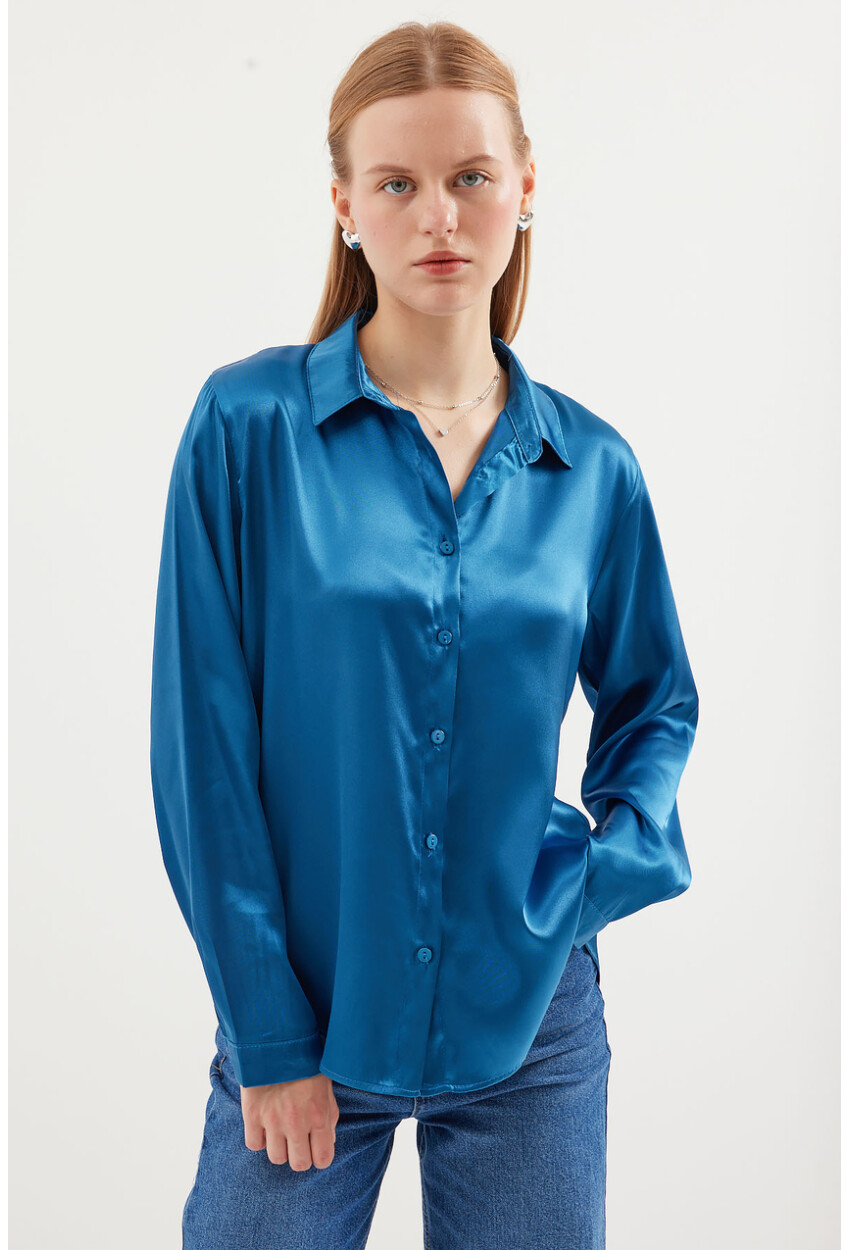 3964 Light Draped Satin Shirt