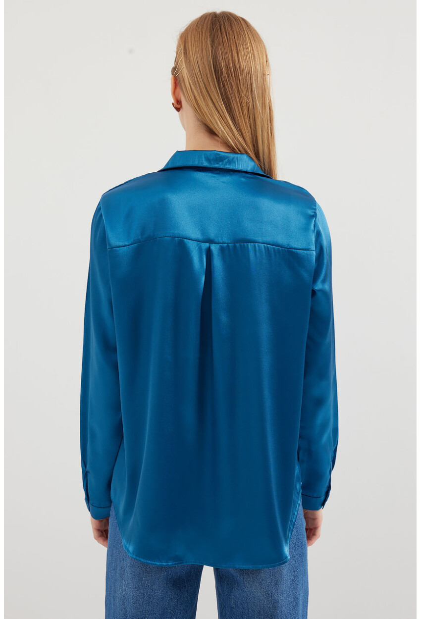 3964 Light Draped Satin Shirt