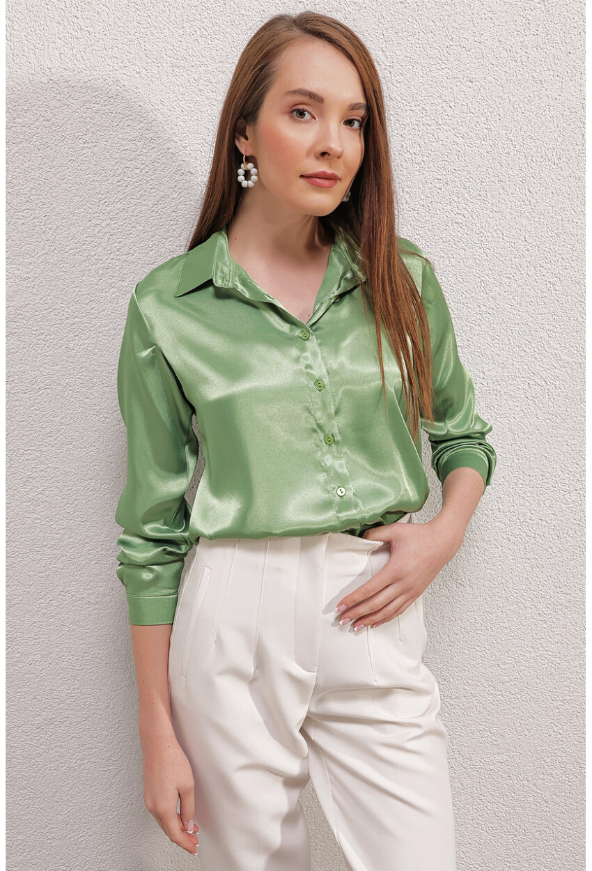 3964 Light Draped Satin Shirt