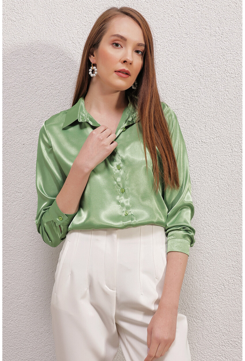 3964 Light Draped Satin Shirt