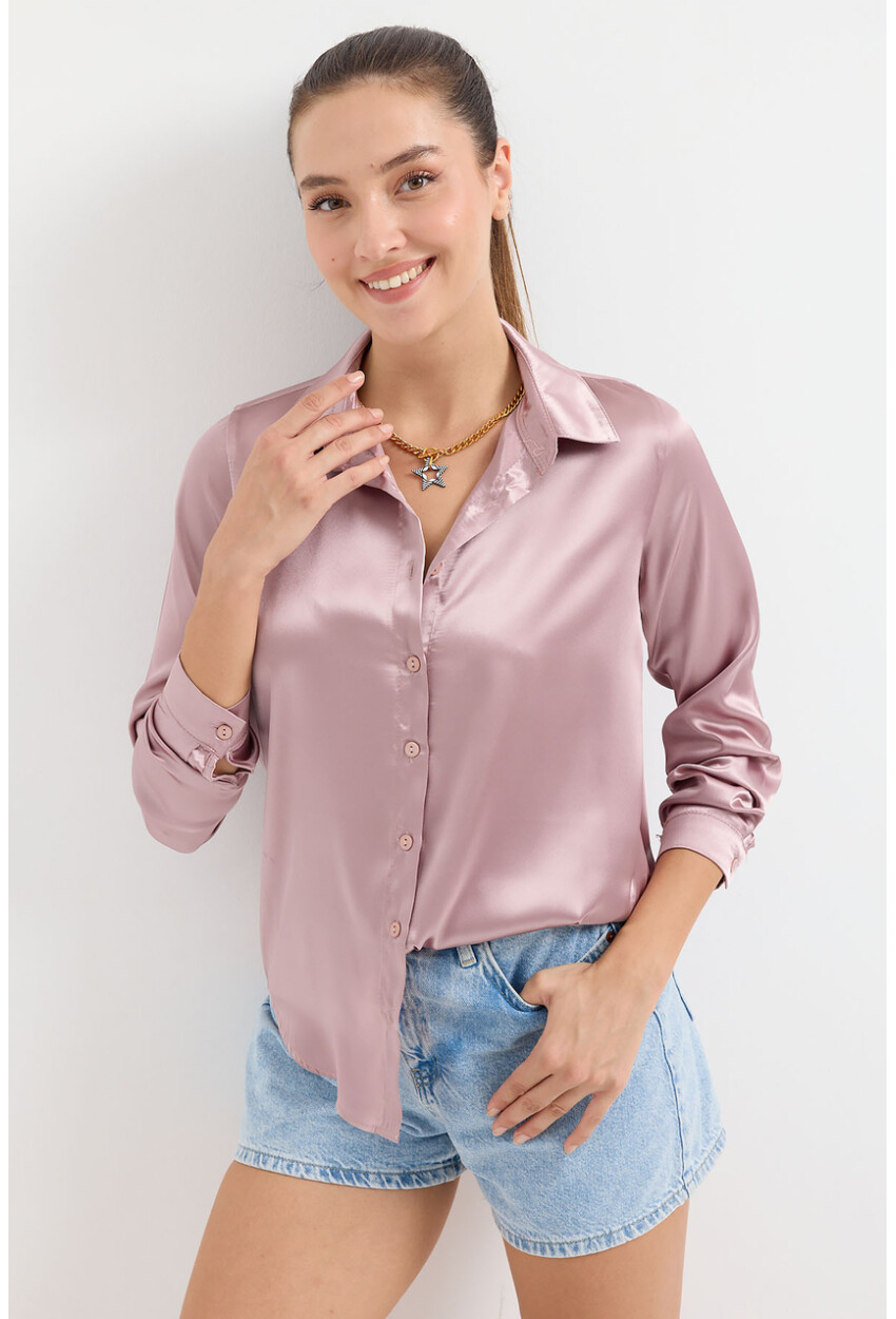 3964 Light Draped Satin Shirt