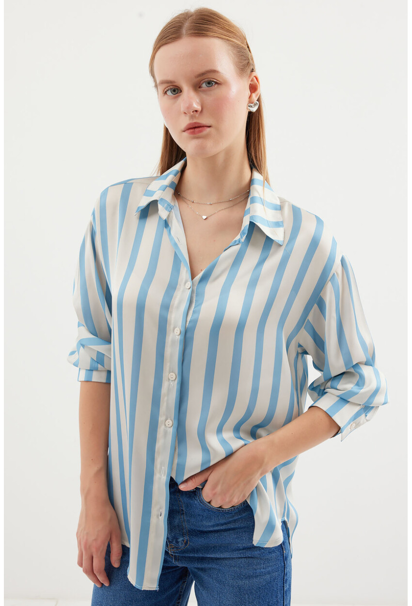 3964 Light Draped Satin Shirt