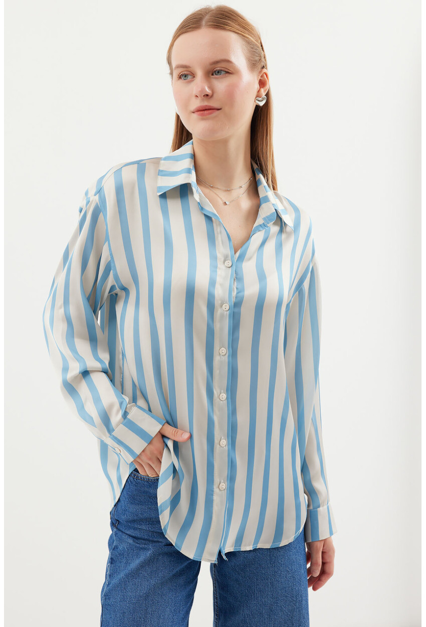 3964 Light Draped Satin Shirt