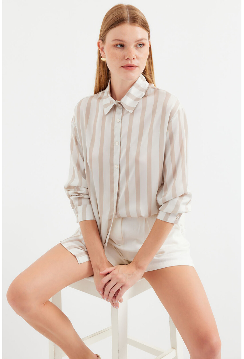 3964 Light Draped Satin Shirt