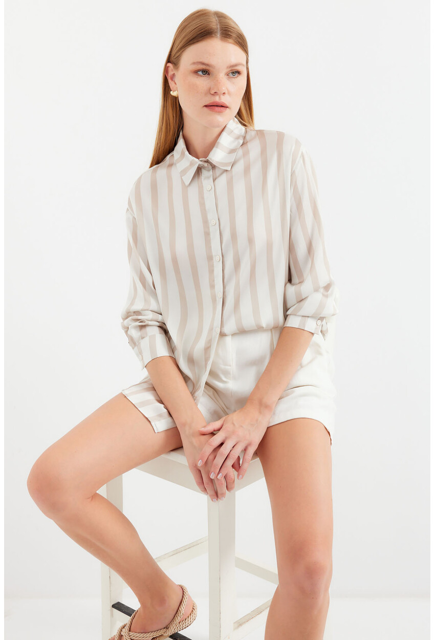 3964 Light Draped Satin Shirt