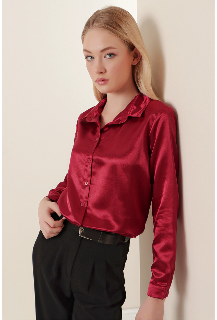 3964 Light Draped Satin Shirt