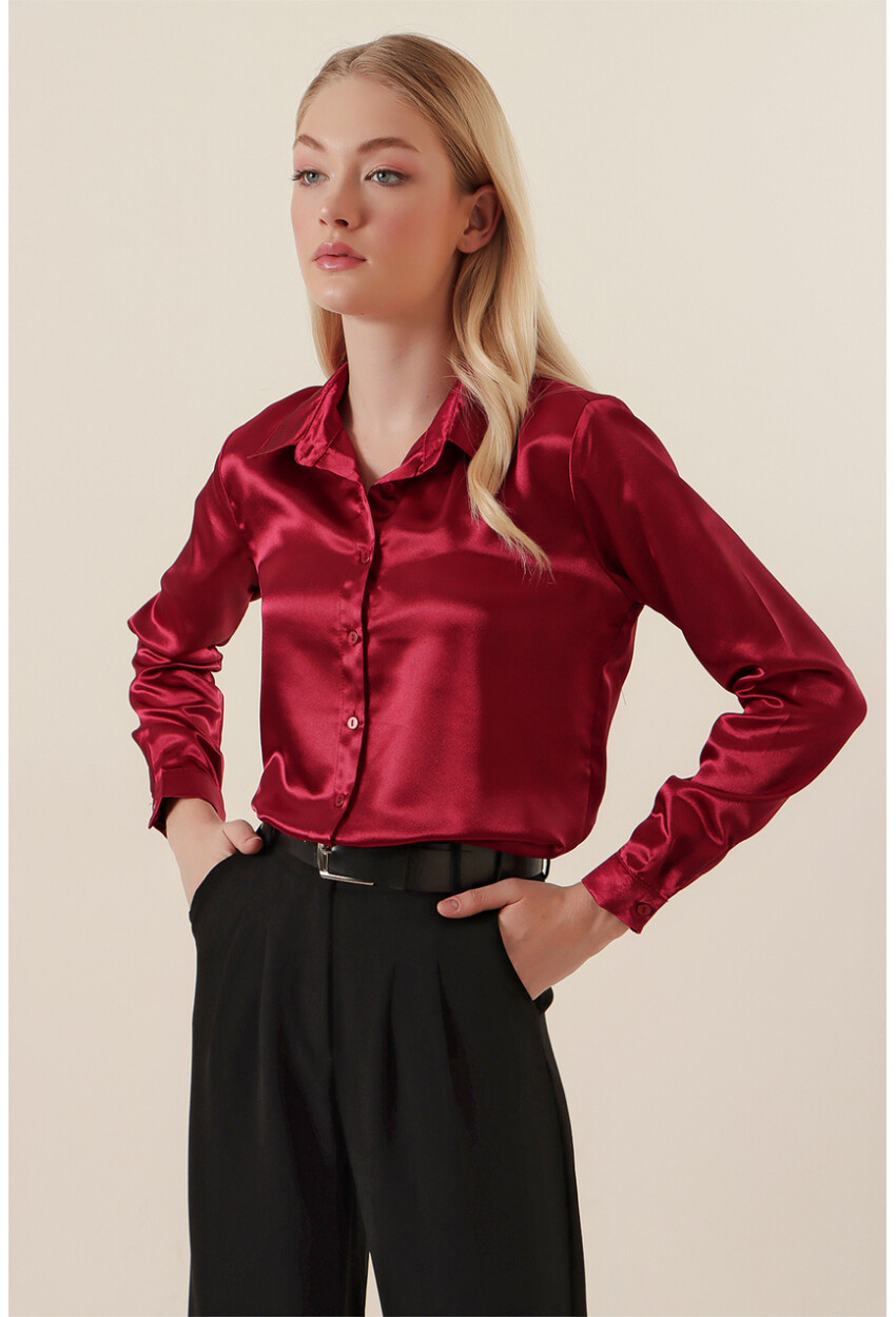 3964 Light Draped Satin Shirt