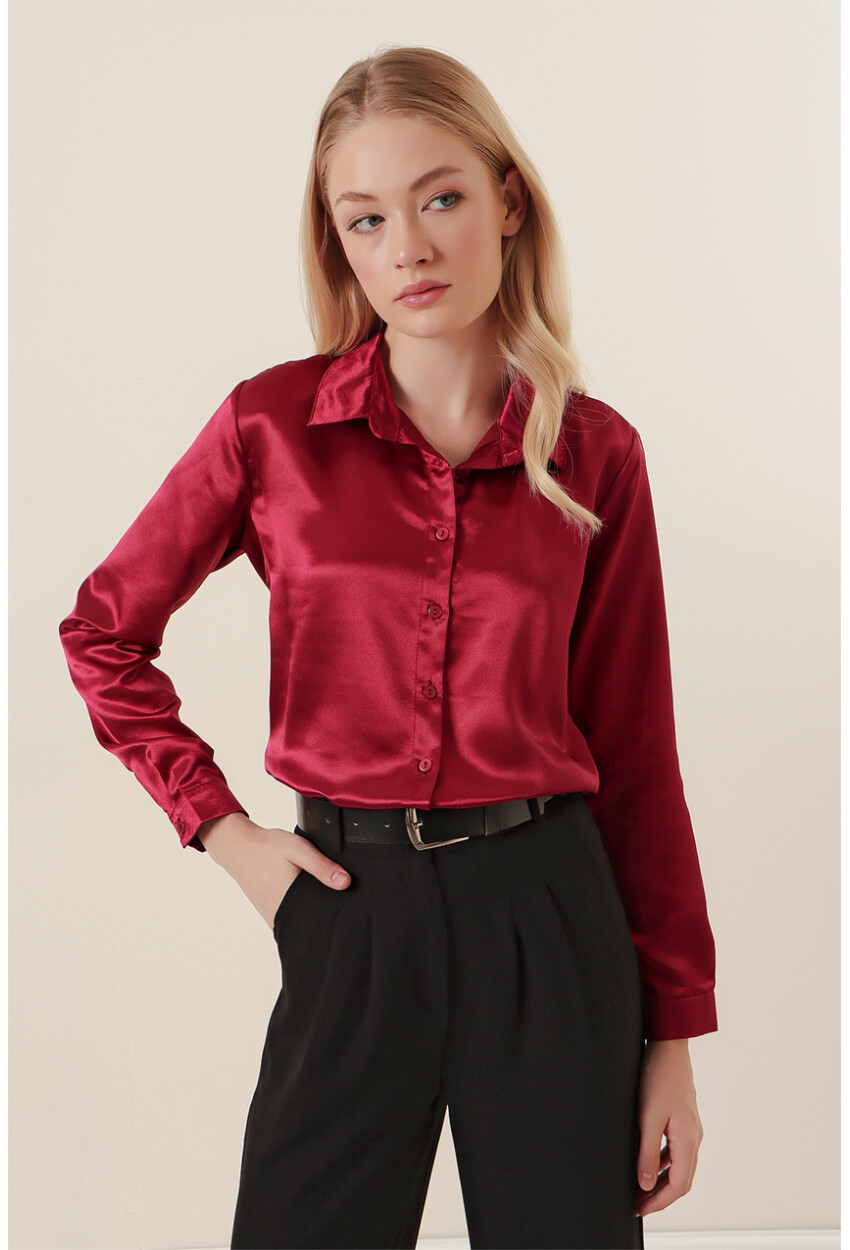 3964 Light Draped Satin Shirt