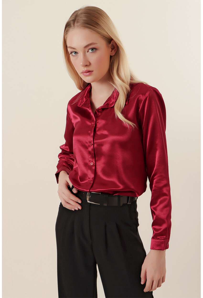 3964 Light Draped Satin Shirt