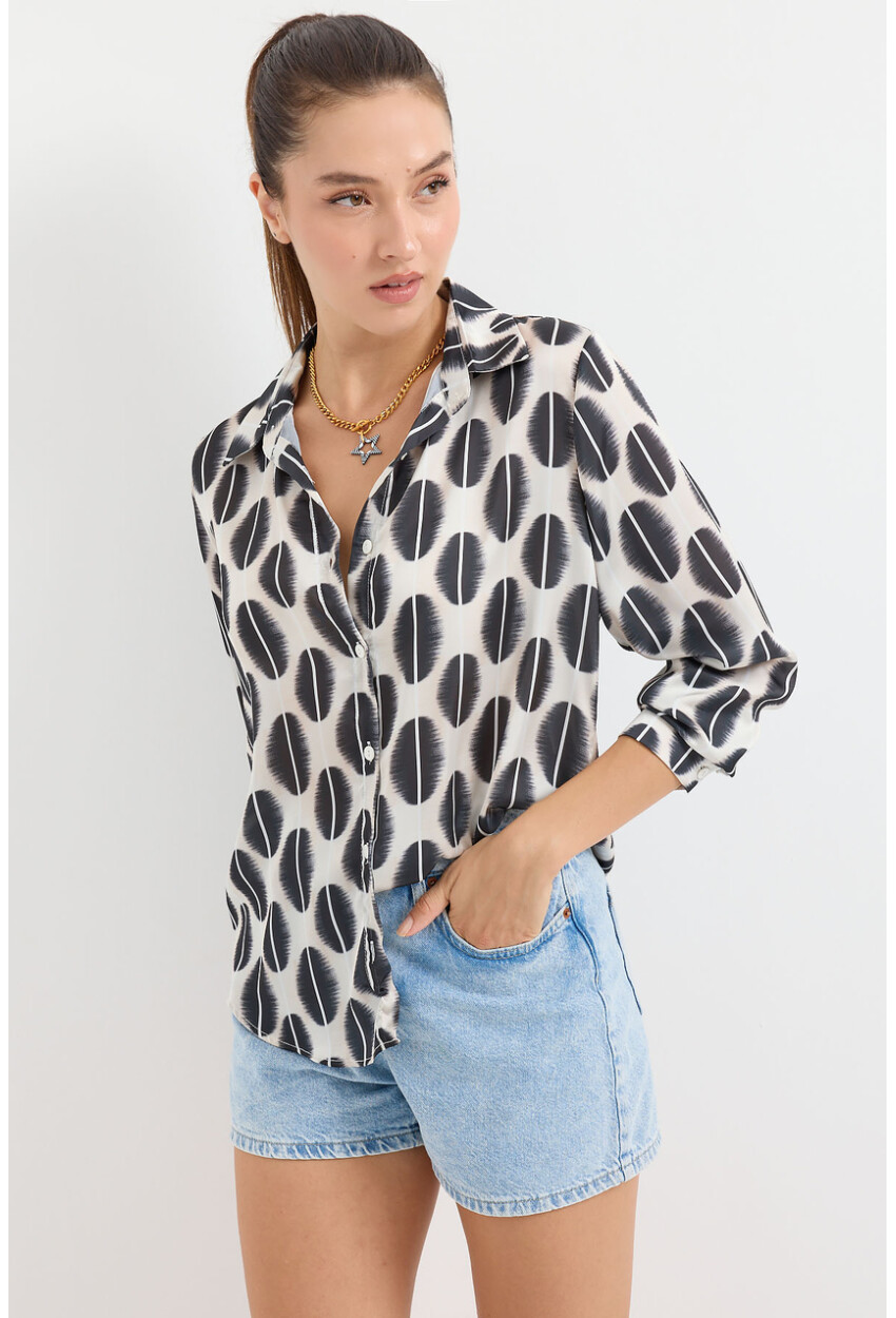 3964 Light Draped Satin Shirt