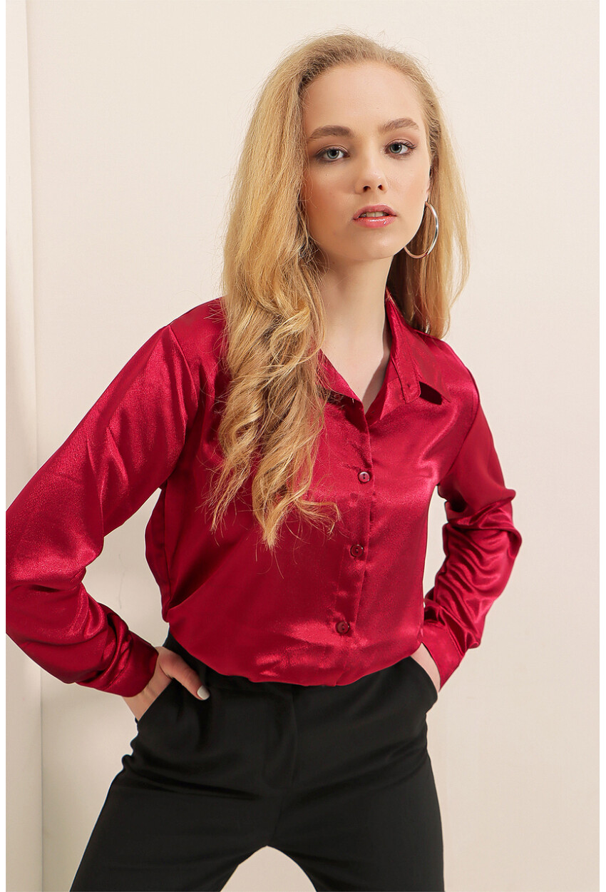 3964 Light Draped Satin Shirt