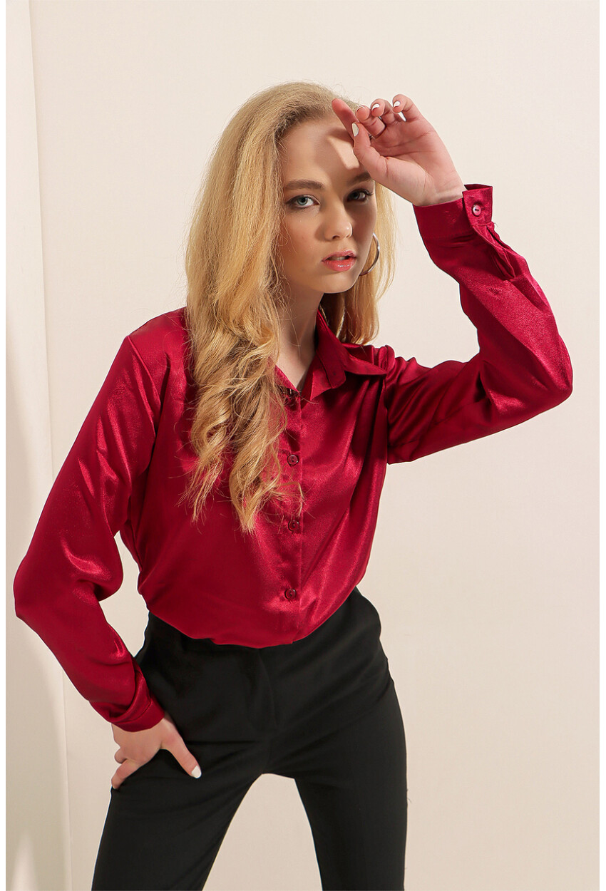 3964 Light Draped Satin Shirt